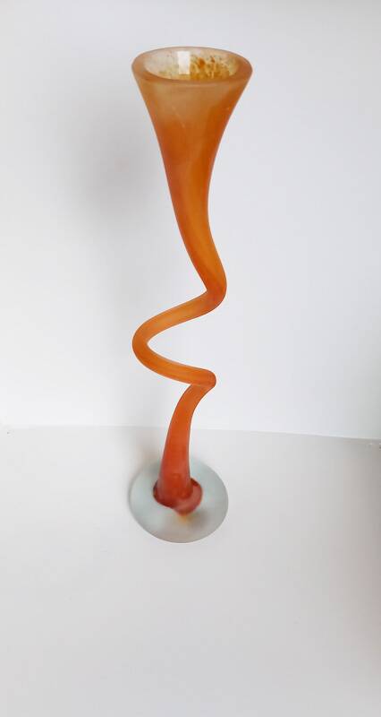 Grand vase soliflore vintage en verre soufflé