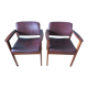 Pair of armchairs in Rio rosewood and plum leather, Denmark 1960