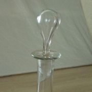 Glass carafe with enamel decoration of cherries.