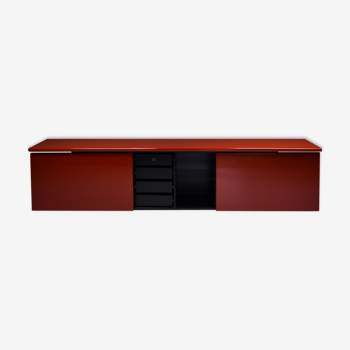 Red lacquer credenza by Giotto Stoppino for Acerbis