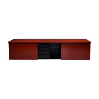 Red lacquer credenza by Giotto Stoppino for Acerbis