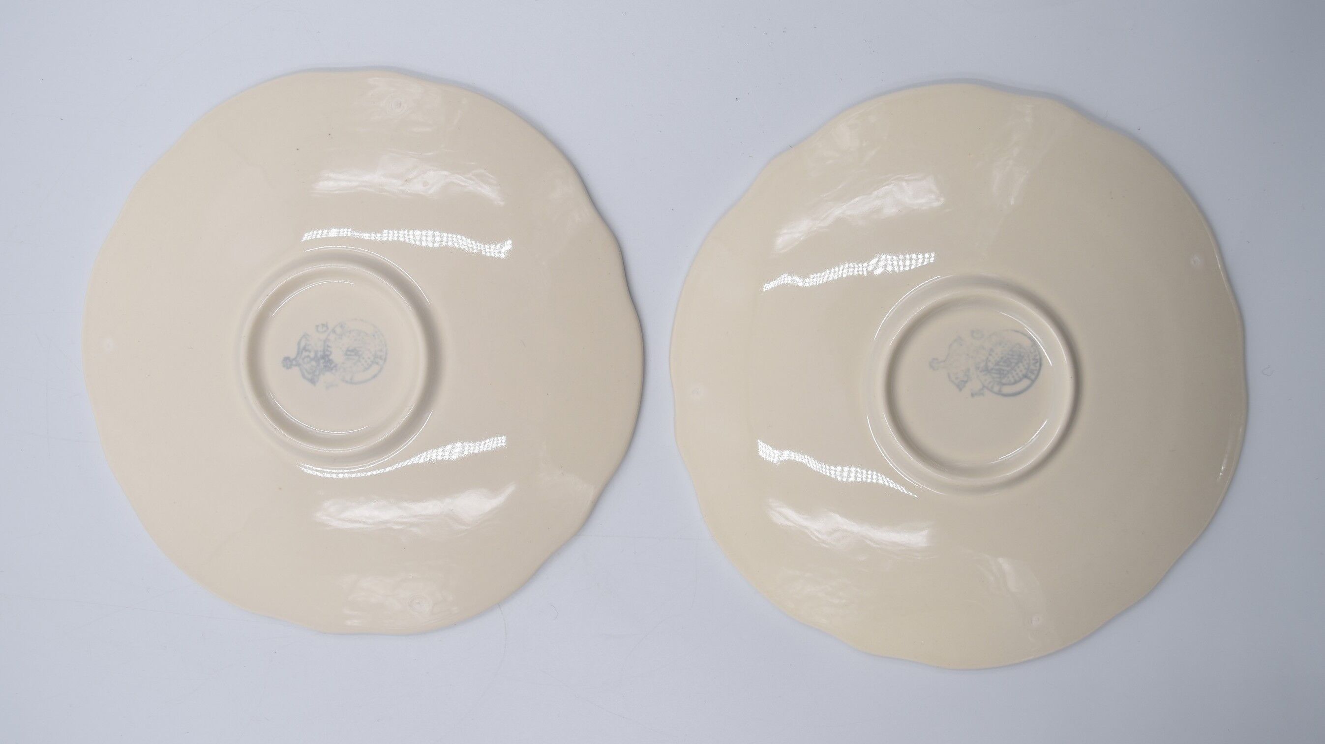 2 luncheon cups off-white earthenware Lunéville décor relief France