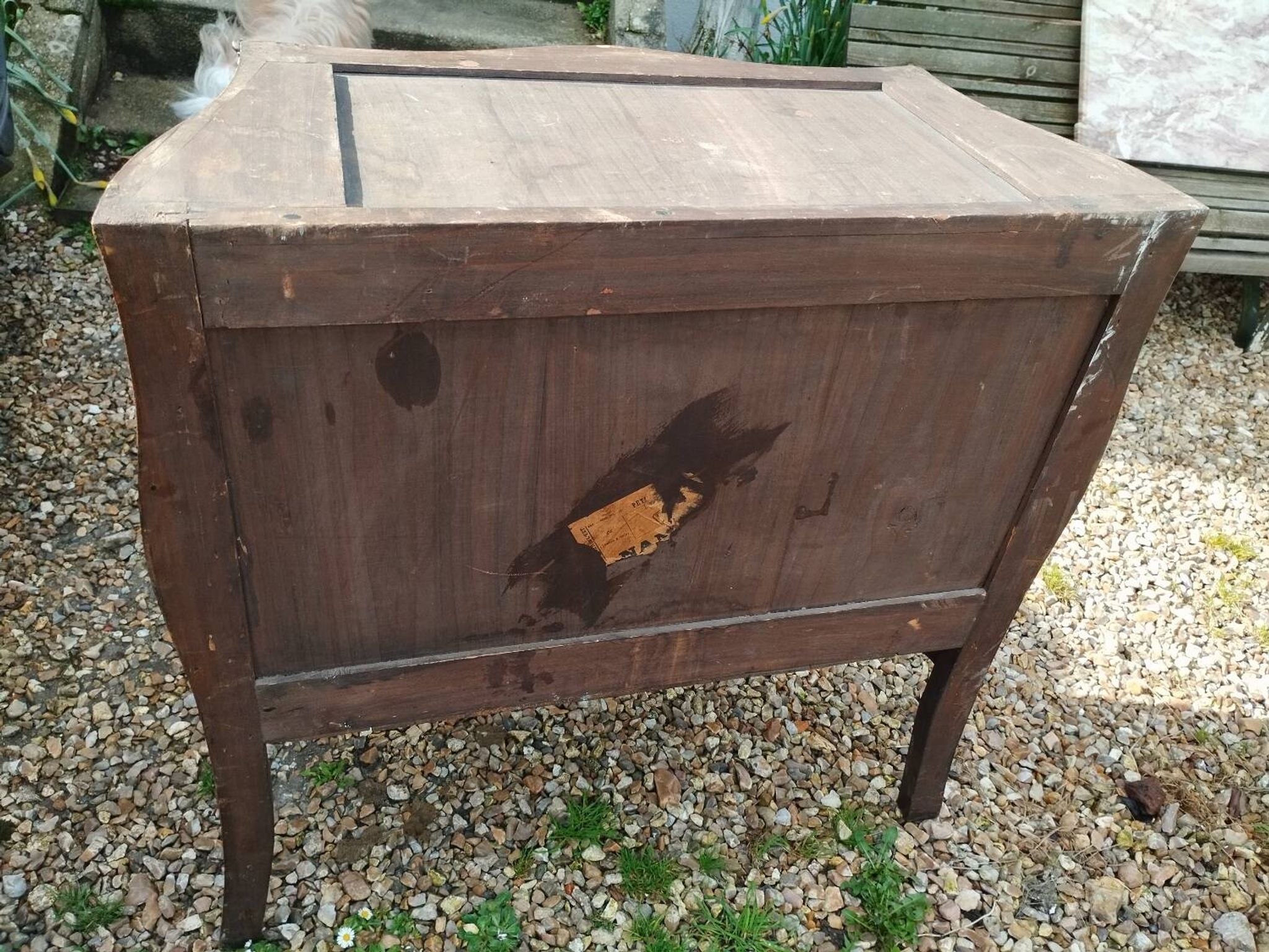 Louis xv style marble top marquetry chest of drawers