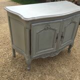 Louis XV style sideboard in cherry wood, revamped with Versailles parquet flooring