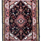 Tapis vintage indien Indo-Mahal fait main en laine – 61 x 88 cm – 1970s