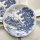 5 vintage Gien earthenware plates from France, mismatched, vintage blue pattern