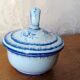 Pot à fard ou sucrier en porcelaine de Couleuvre, décor Rouen - 1930