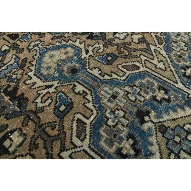 1970s Vintage Persian Handmade Wool Cotton Light Brown Area Rug 308x370