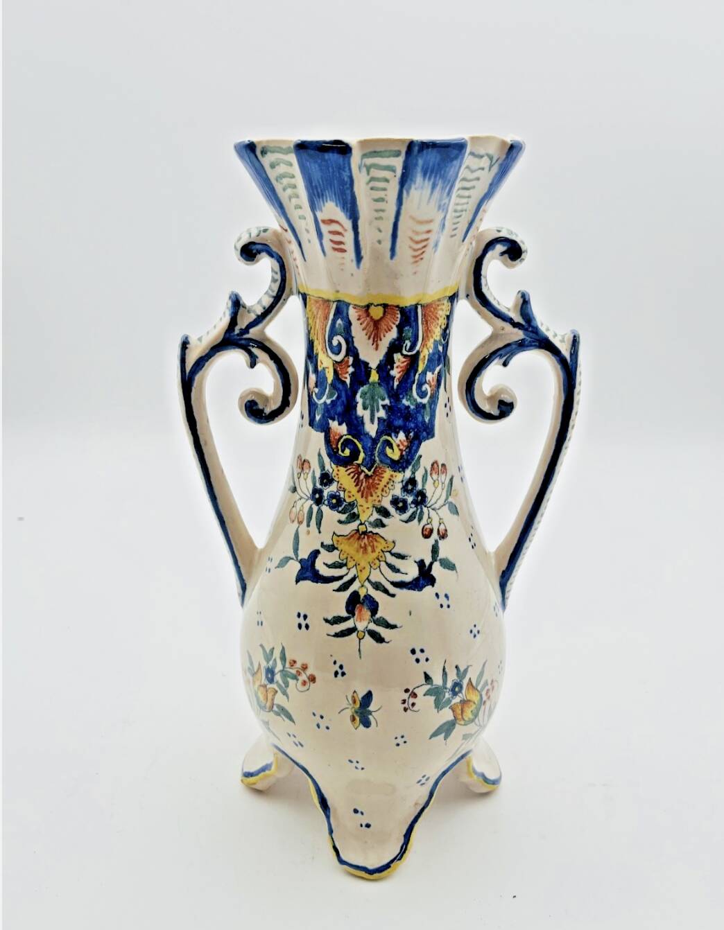 Small vase with floral decoration from Rouen