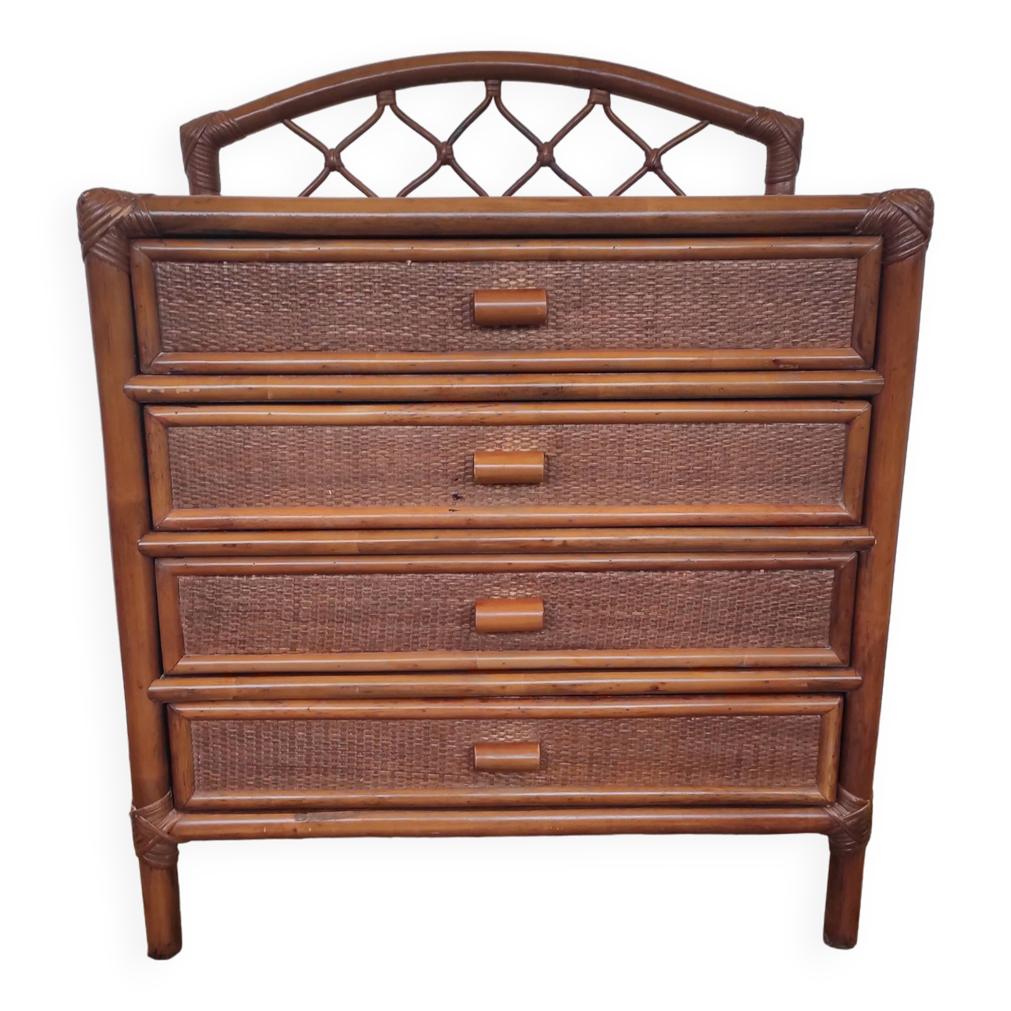 Vintage rattan chest of drawers