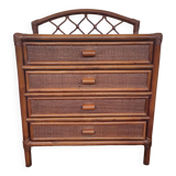 Vintage rattan chest of drawers
