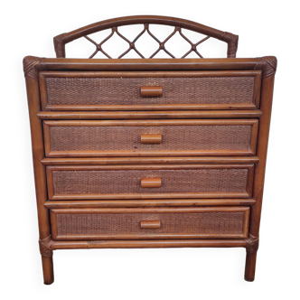 Vintage rattan chest of drawers