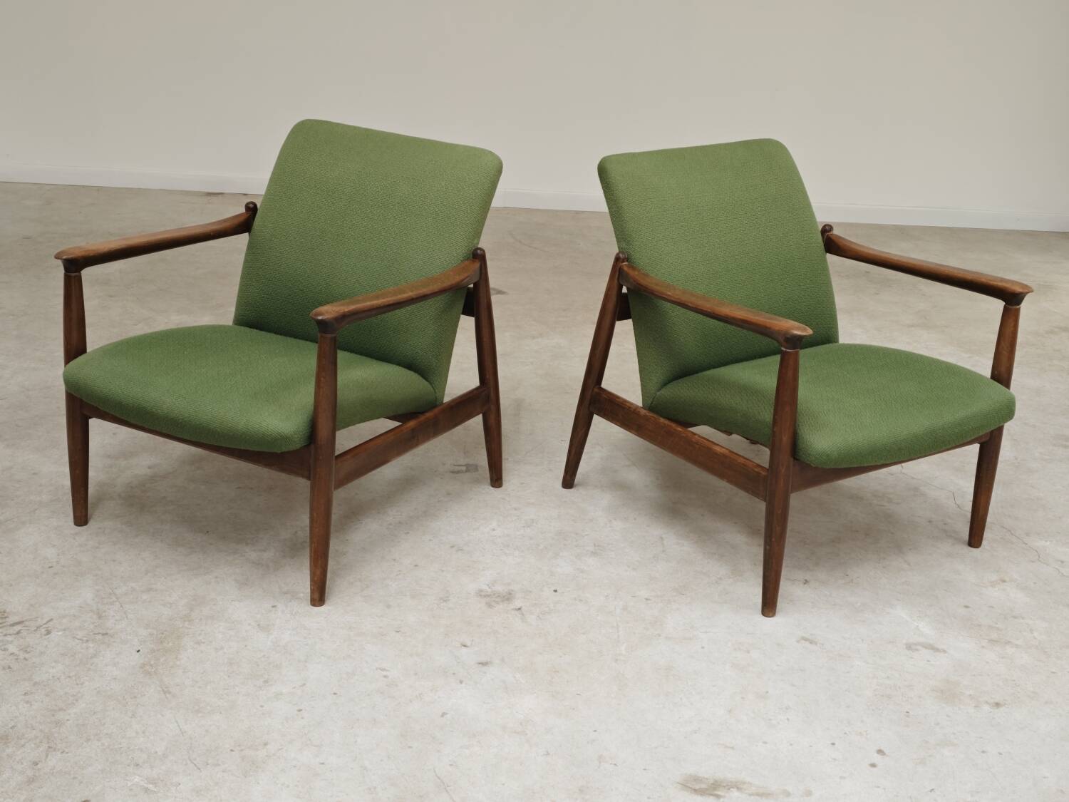 Pair of green GMF 64 armchairs by
Edmund Homa, Poland, 1960s