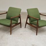 Pair of green GMF 64 armchairs by
Edmund Homa, Poland, 1960s
