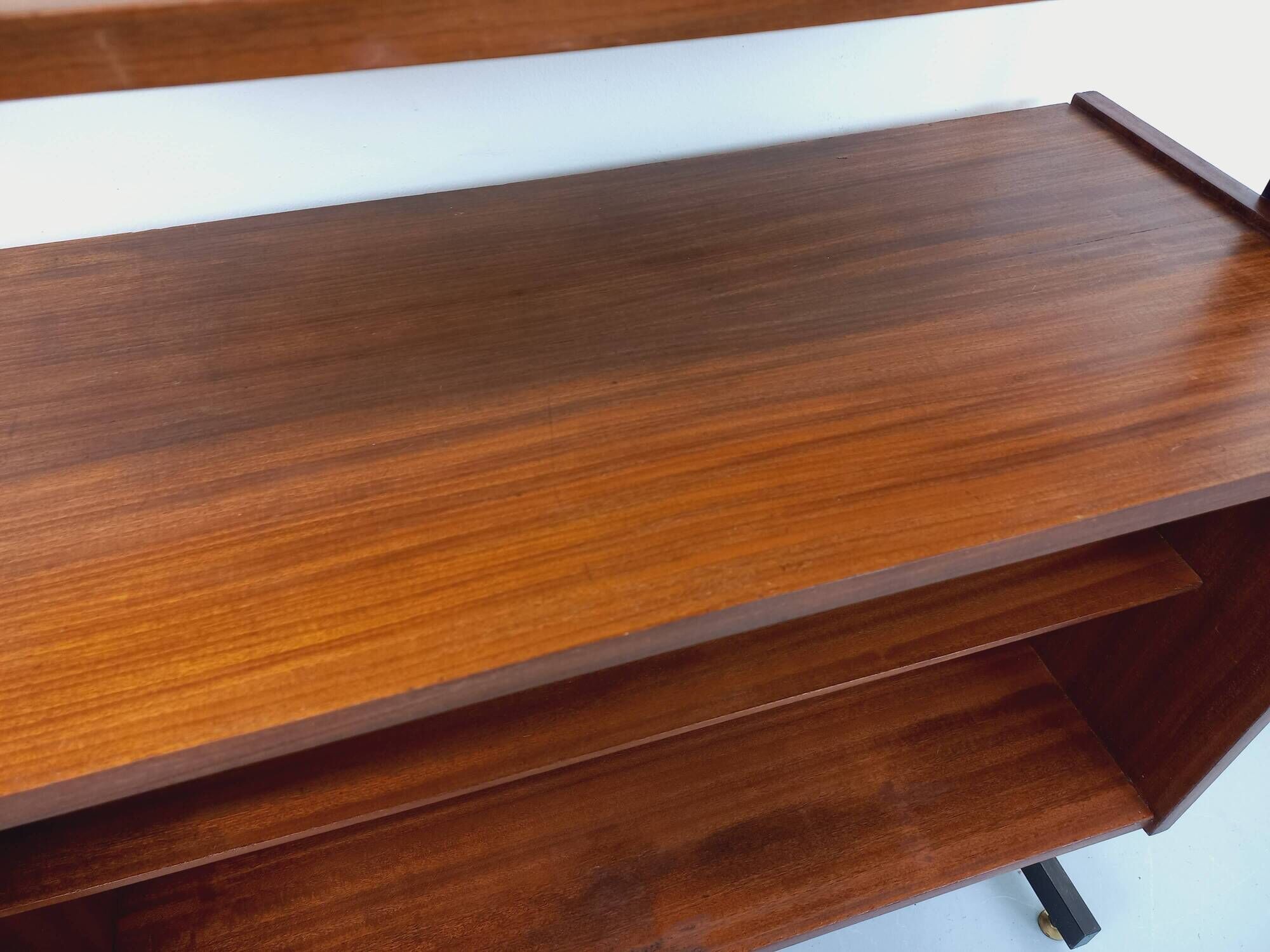 Vintage teak and metal shelf bookcase from the 60s