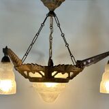 Art Deco chandelier with 4 lights, 1930.