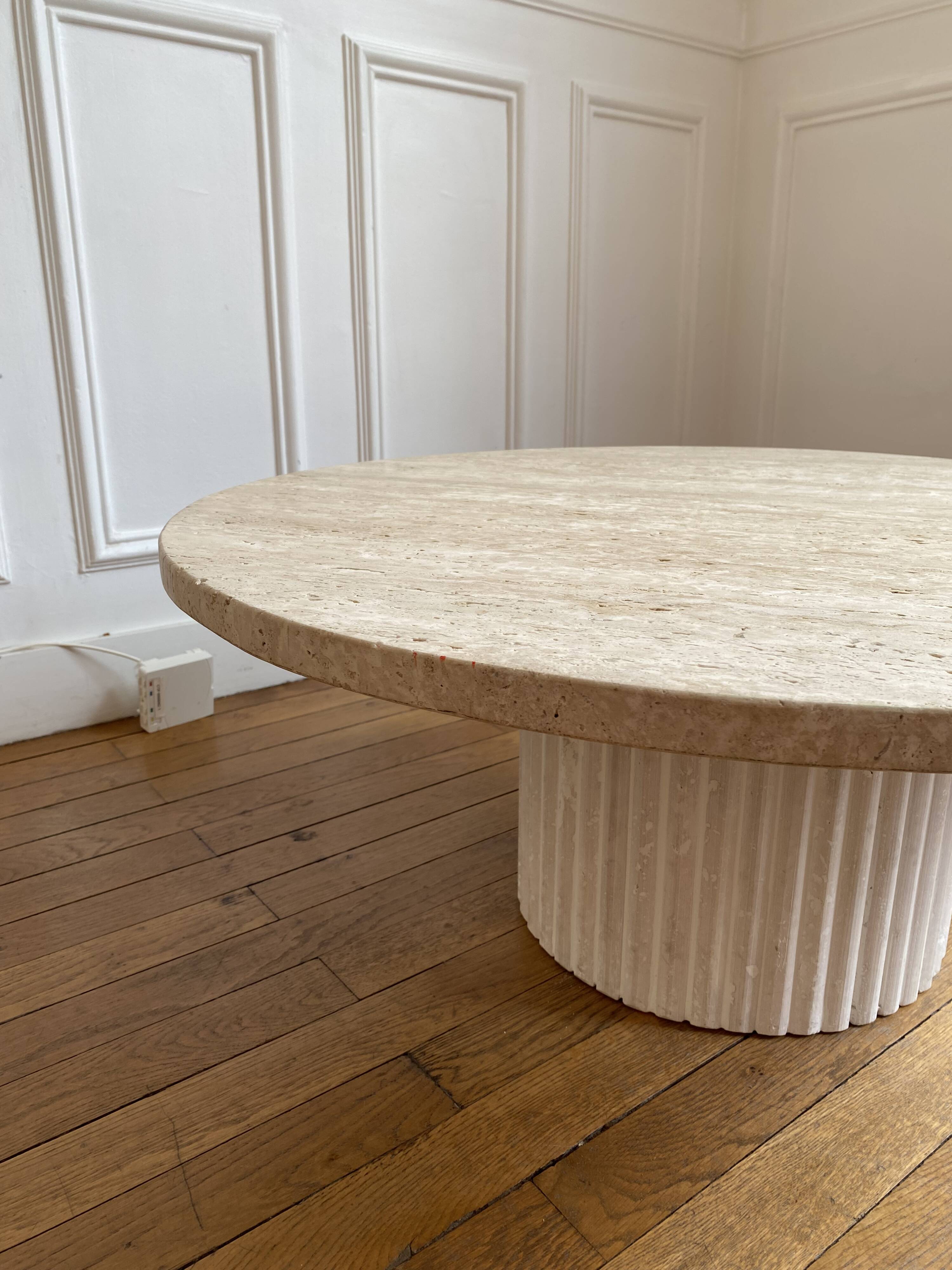 Omega Circular Coffee Table Natural Travertine - 80cm D