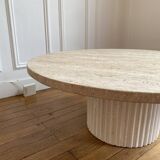 Omega Circular Coffee Table Natural Travertine - 80cm D