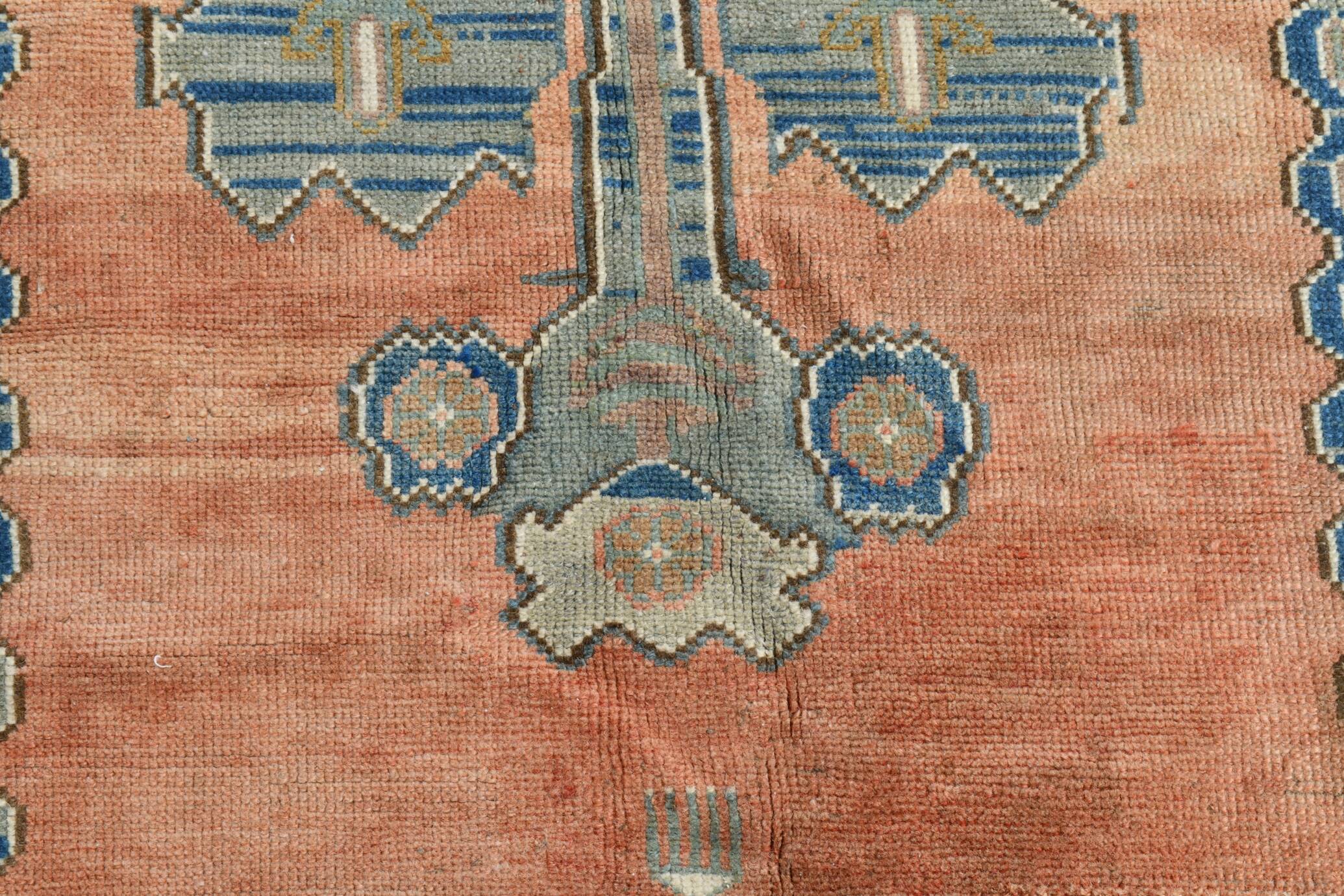 Salmon & Navy Blue Vintage Persian Rug, 131x218 Cm