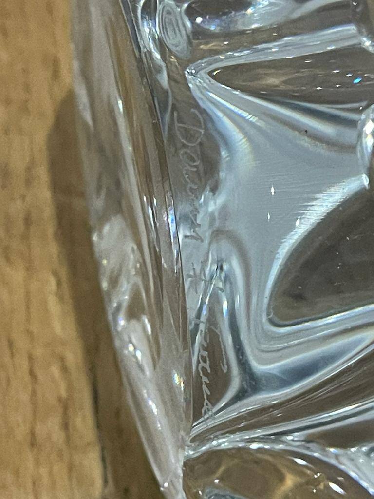 Large crystal bowl signed Daum Croix de Lorraine France.