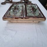 Antique Art Nouveau glazed earthenware tile from the 19th century