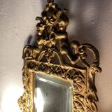 19th-century Napoleon III style gilded bronze wall sconce with bevelled mirror.