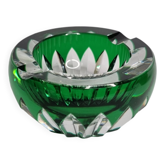 Baccarat green cut crystal ashtray, France, 20th century