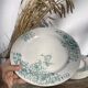 8 Terre de fer plates Anémones Bertrand Bordeaux old in green ceramic decorated with flowers