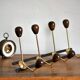 Coat rack varnished wood and gold metal