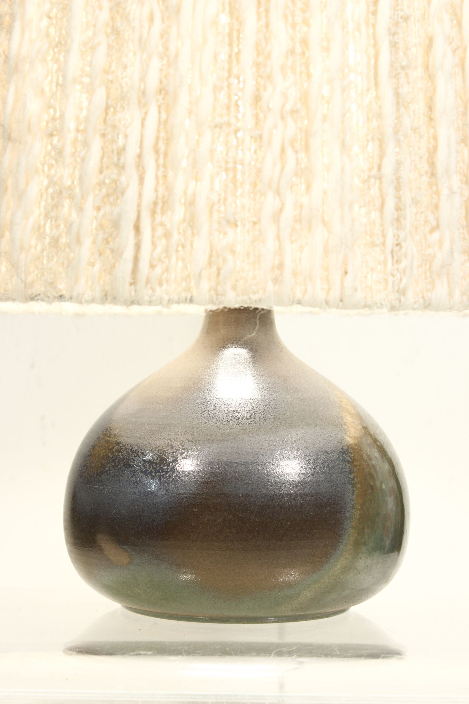 Pied de lampe figue vintage en céramique par Gilbert Leclers, Vallauris 1980s