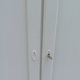 1950s wardrobe, 2 doors, one bar, 3 shelves, re-enchanted in pearl gray with waxed finish.