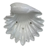 White glazed ceramic handmade soap holder