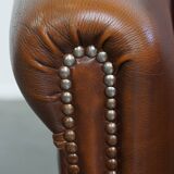 Brown Cowhide Leather Club Chair in English Style