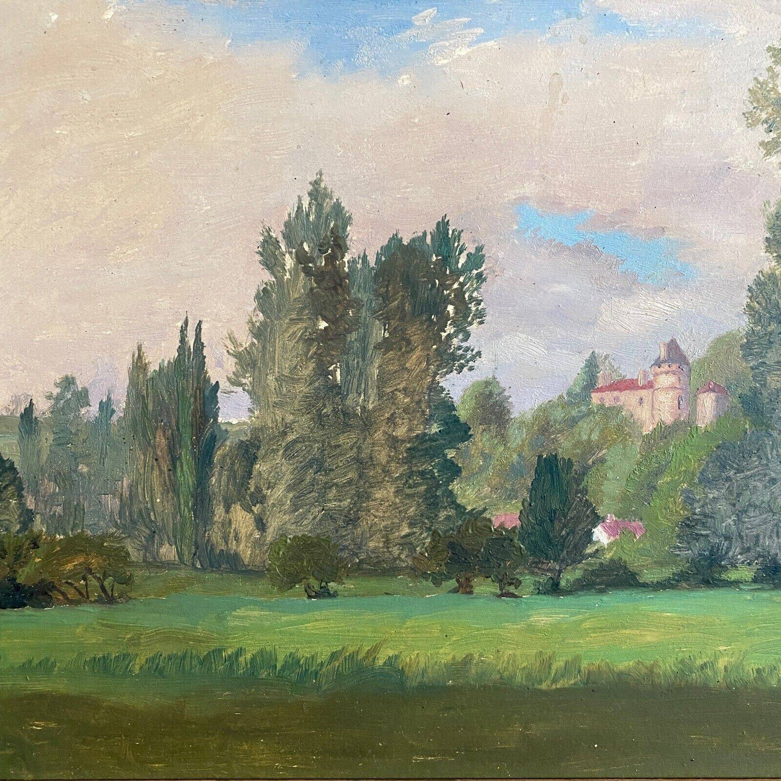Oil on cardboard depicting a castle by E. Stefanski 20th century