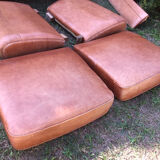 Club sofa in light brown cowhide leather