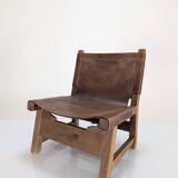 Set of 5 Spanish Leather and Oak Chairs