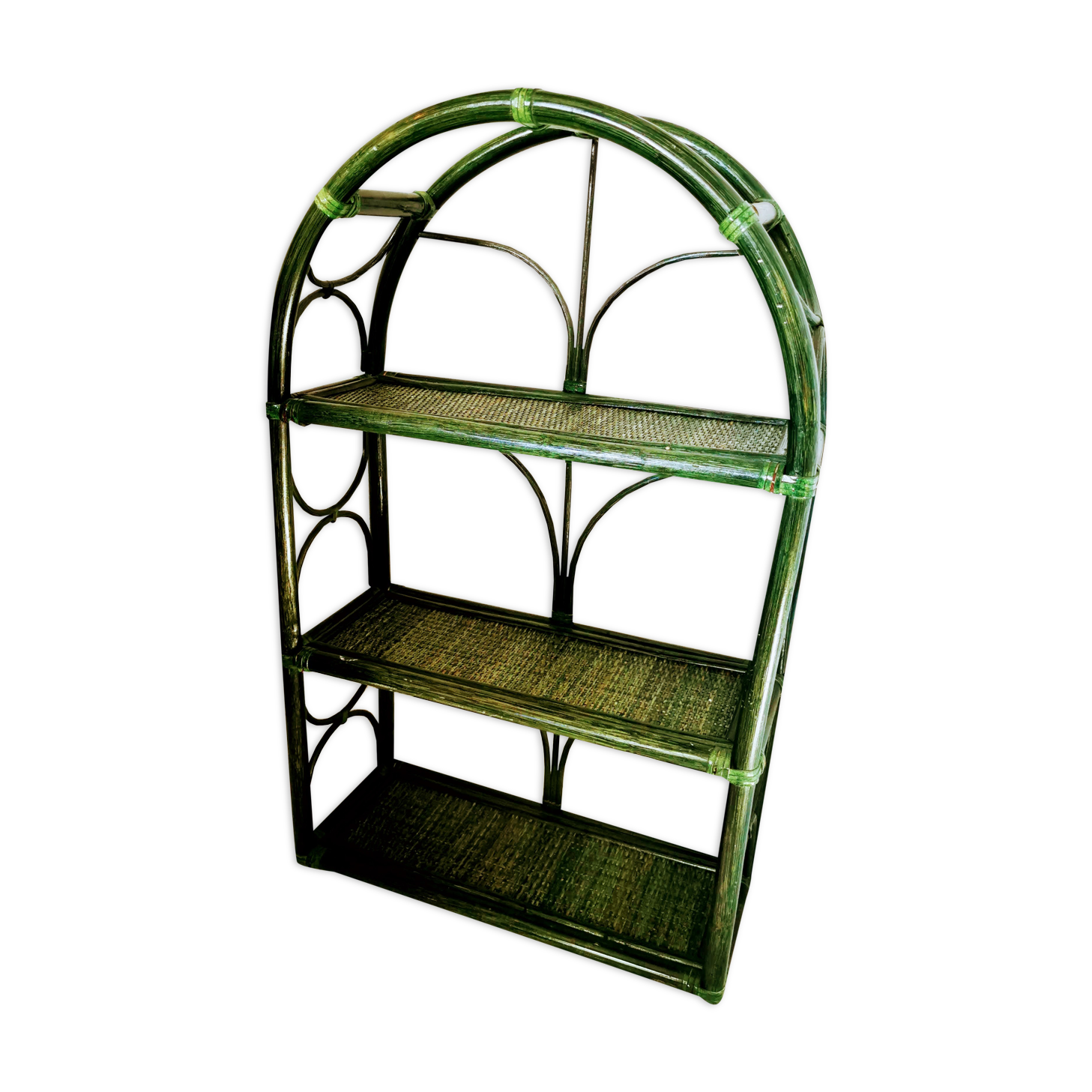 Green rattan shelf