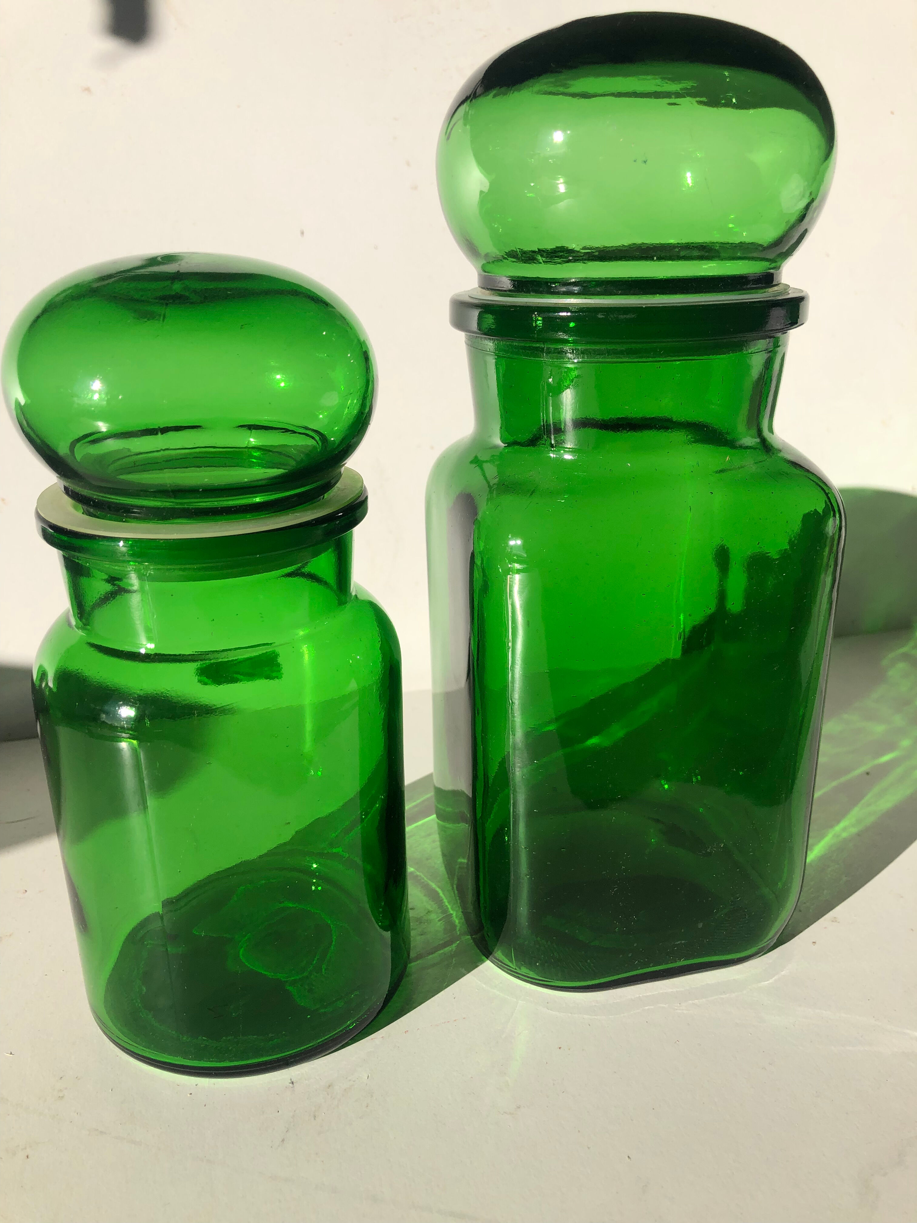 Green apothecary pots