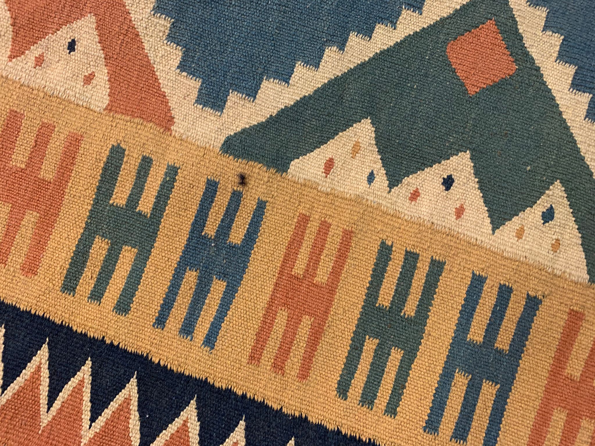 Vintage persian qashqai kilim area rug, hand made oriental flat woven rug- 204x296cm