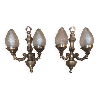 Paire d'appliques murales antiques de style Rococo