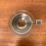 Vintage tea glasses RDA from East Germany by MUQ, Metallwarenfabrik Union Quedlinburg, set of 4.