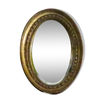 Curved mirror says witch 19th gilded wooden 11 cm