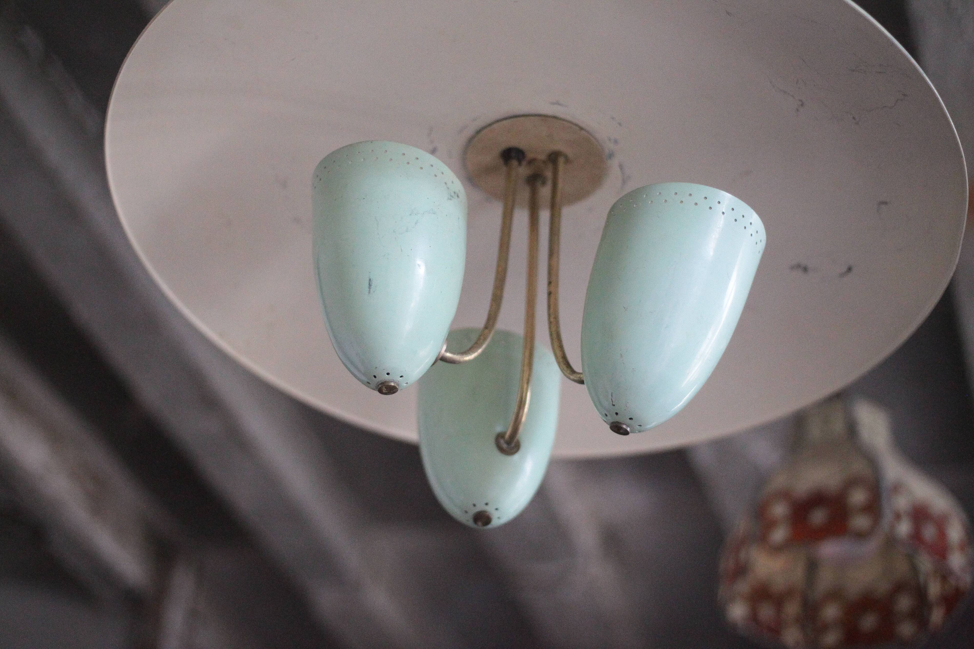 Vintage lacquered metal pendant from the 1950s, Herman Busquet for Hala.