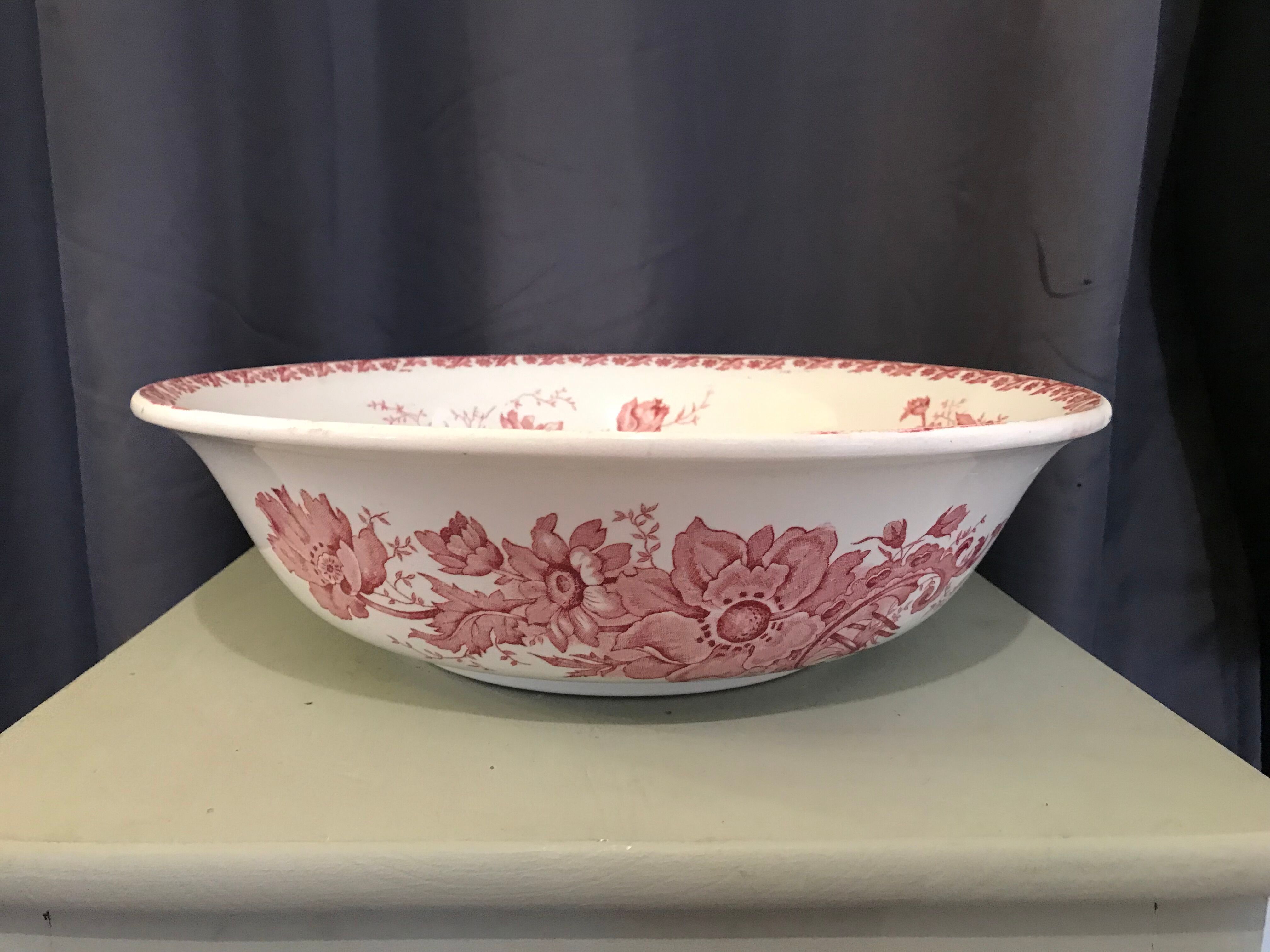 Toilet bowl old décor faience anemones