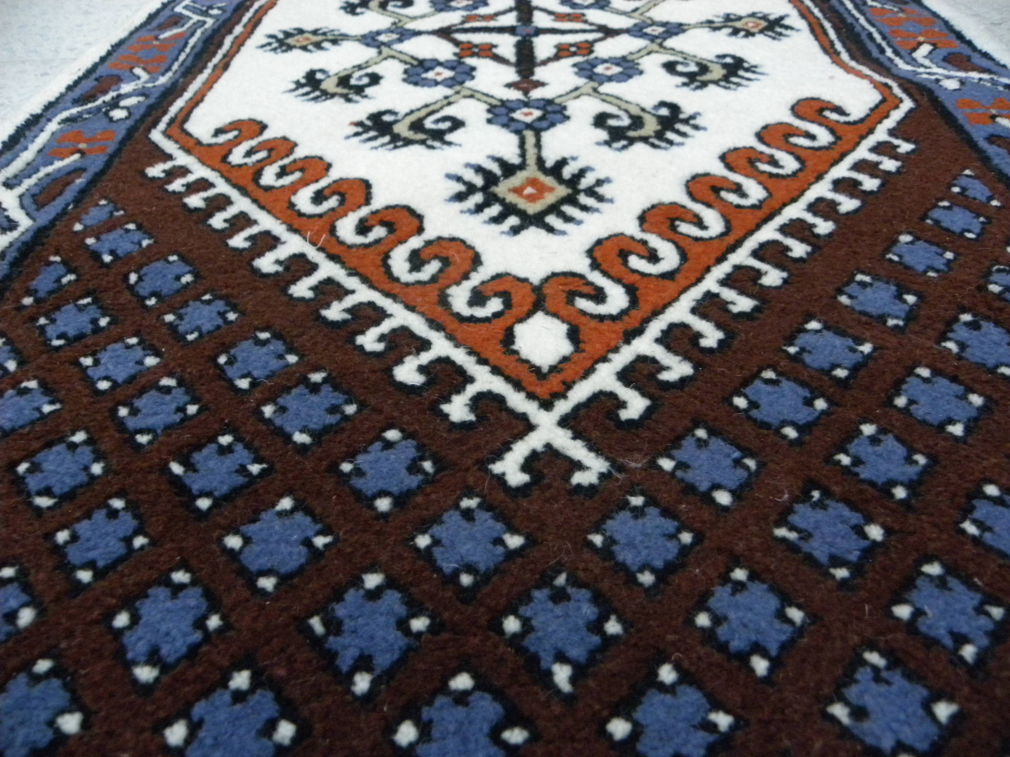 Tunisian Carpet in Handmade Wool in Traditional Anatolian Turkish Style