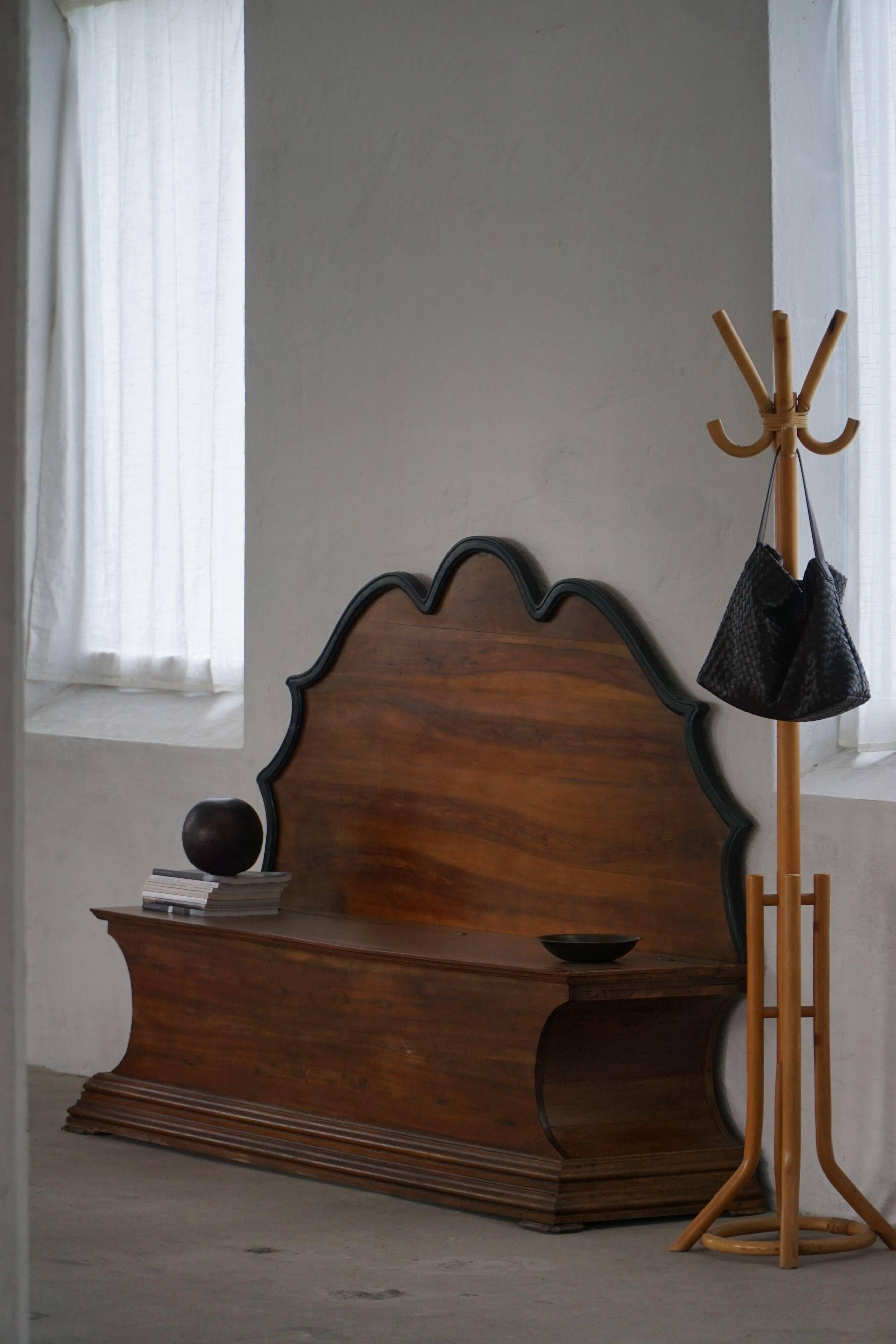 20th-century Art Deco storage bench in walnut, by a Danish cabinetmaker.