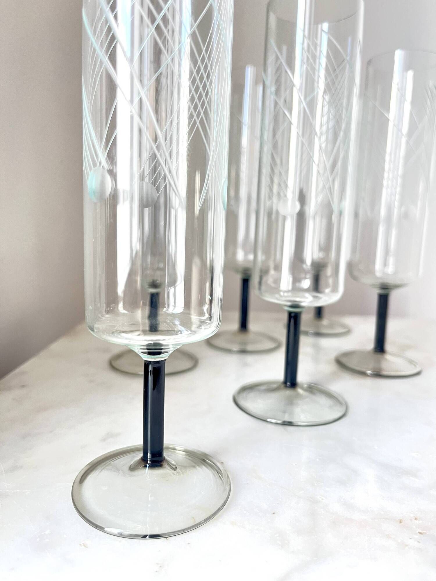Set of 6 Art Deco Glasses – Vintage Champagne Cocktail Glasses