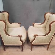 Pair of wingback armchairs in Louis XVI style