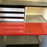 Stunning Formica Red and White Oblique Line Storage Furniture