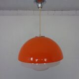Space Age Orange & White Ceiling Lamp, Italy, 1970s